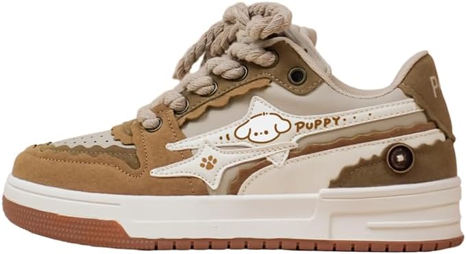 

Кроссовки Bobo's House Friendly Puppy Chunky Brown Sneakers Kawaii Unix Vegan Leather Platform Shoes, белый