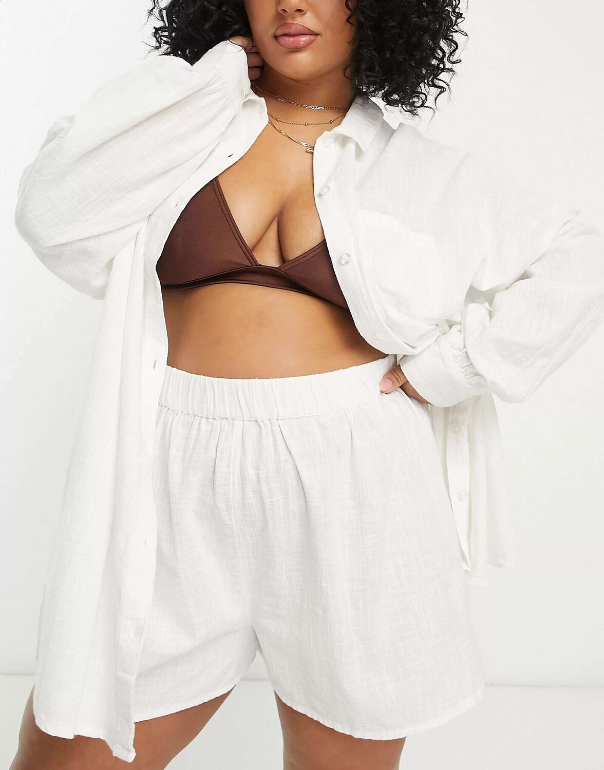 

Белые текстурированные пляжные шорты ASOS DESIGN Curve