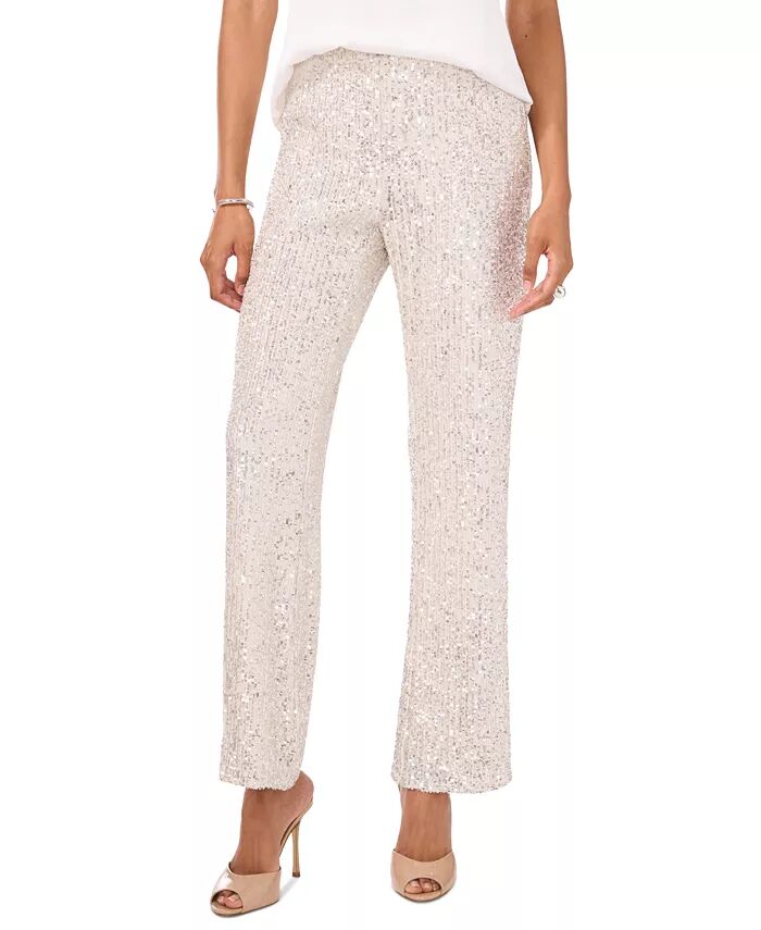 

Женские расклешенные брюки с пайетками Vince Camuto, серебряный
