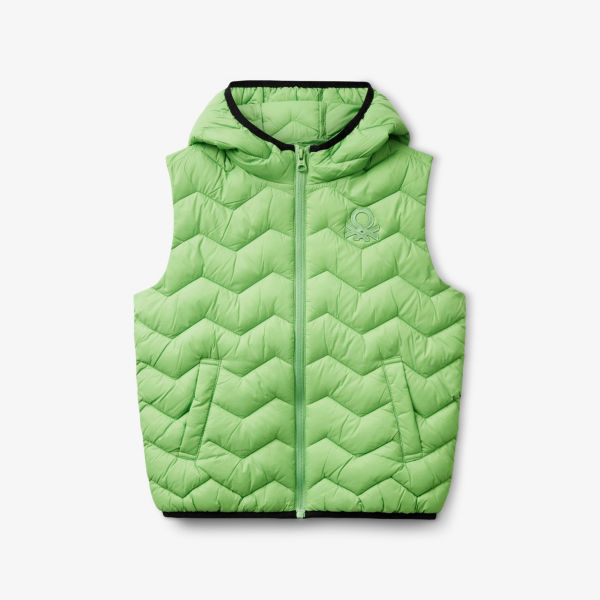 

Утеплённая стёганая безрукавка с капюшоном 6-14 лет Benetton, зеленый