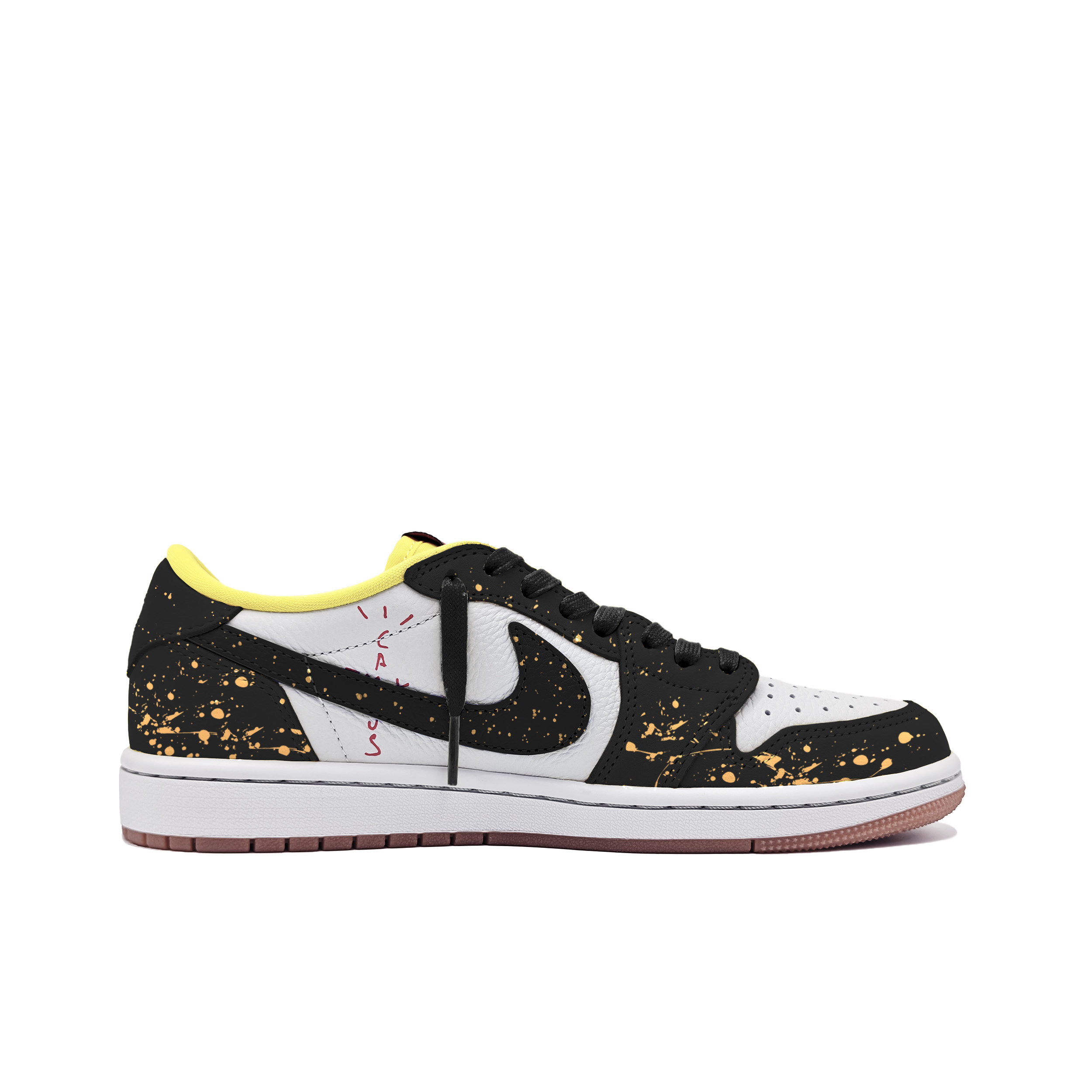 Travis Scott x Air 1 Ink Into Gold Cushioning низкие винтажные баскетбольные кроссовки Unisex Jordan, черный — фото 4