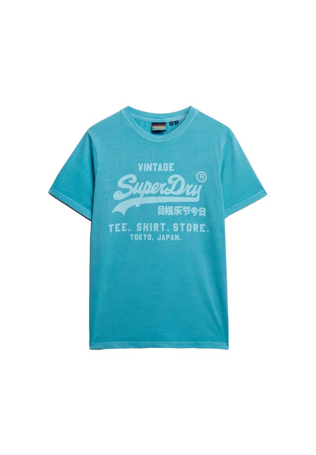 

Футболка - свободная футболка vi neon с логотипом круглая горловина однотонная Superdry., синий