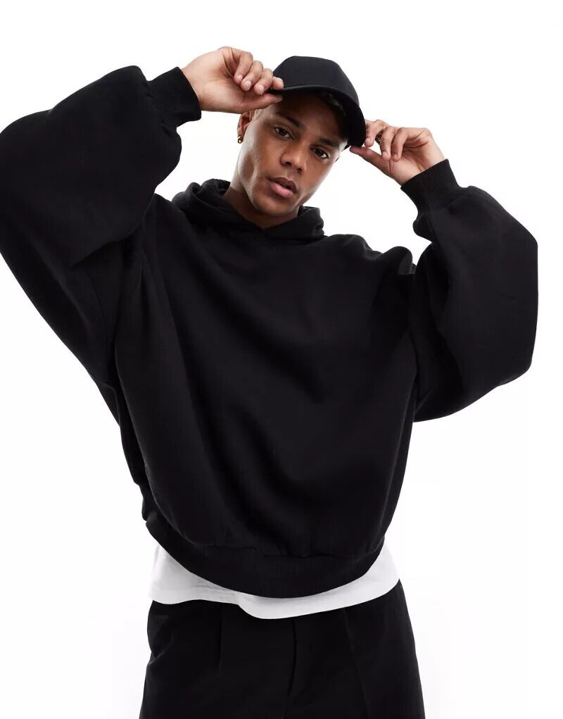 

Черное супер-оверсайзное худи ASOS