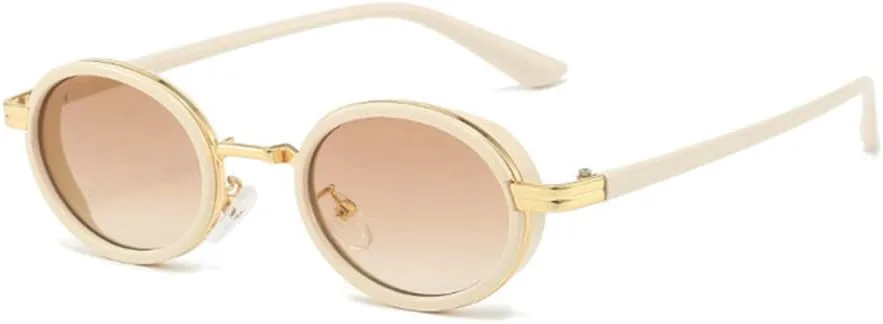 

Овальные панк-солнцезащитные очки для женщин, винтажные градиентные очки, защита от УФ-излучения UV400, солнцезащитные очки для мужчин HDUBFY, Beige Tea Gradient