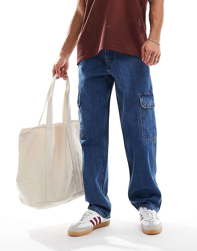 

Levi's – 568 – Синие джинсы-карго прямого свободного кроя