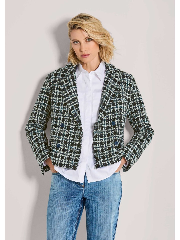 

MADELEINE Блейзер Modischer Zweireiher mit Fransen in rauchblau / wollweiß / bleu