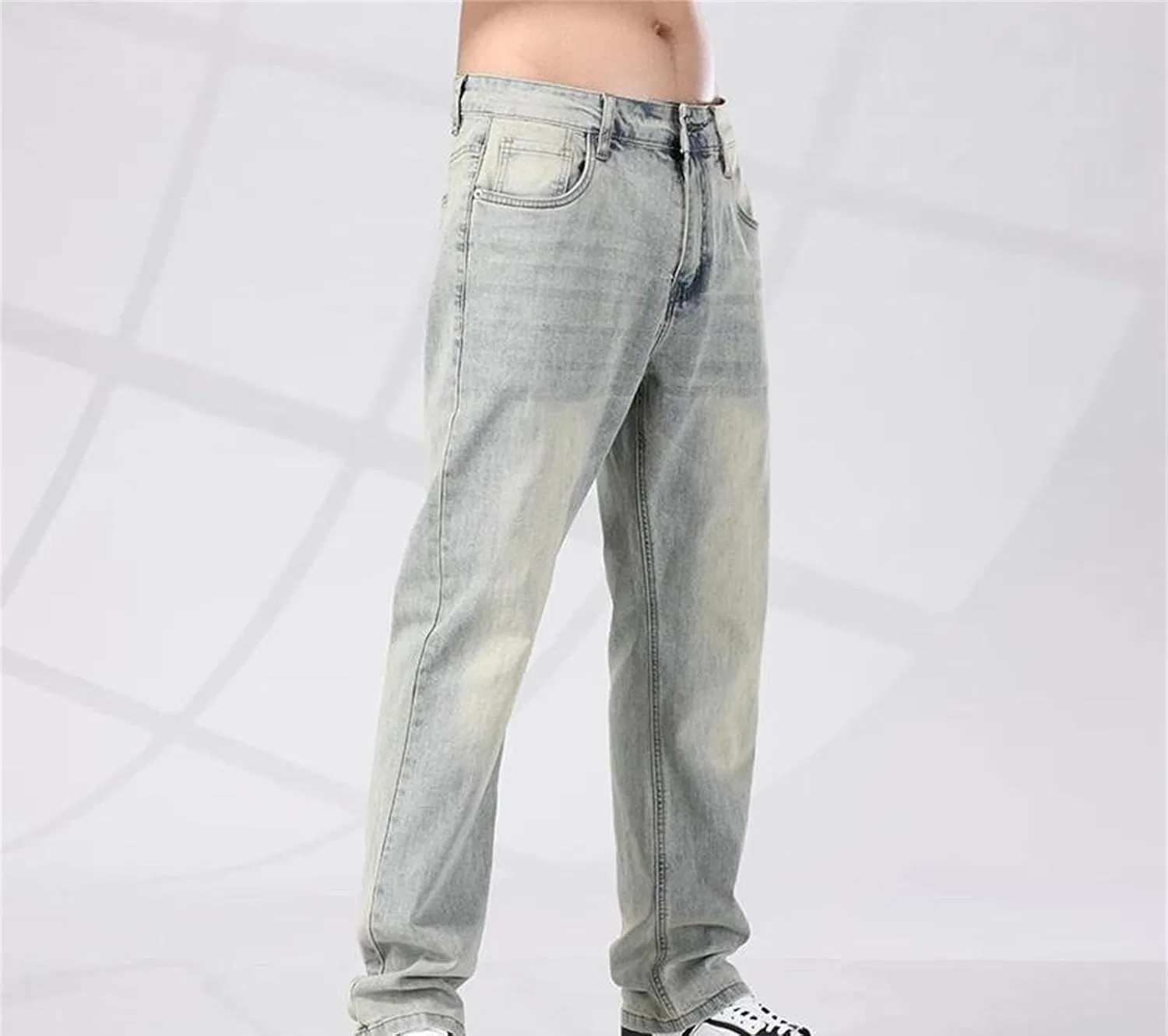 Джинсы свободные Mens Loose Straight Jeans Denim Pants Stretch Vintage Casual Streetwear Summer Wear, G7h9 — фото 2