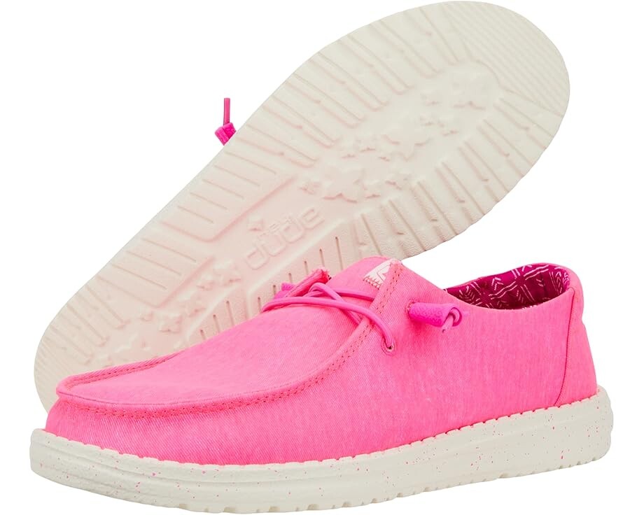 Лоферы Hey Dude Wendy Stretch Canvas, цвет Neon Pink — фото 3