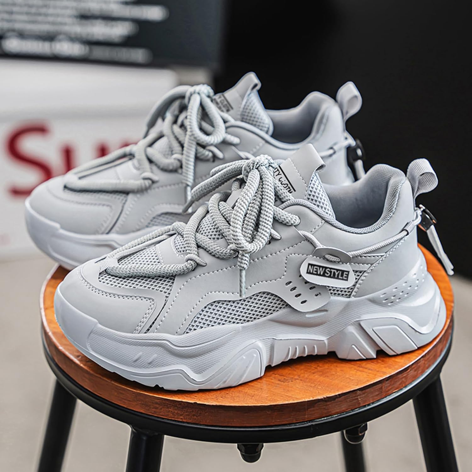 Мужские кроссовки для бега и тенниса, спортивные для тренажерного зала и кросс-тренинга, удобные, дышащие, для ходьбы Spwagym, серый — фото 2