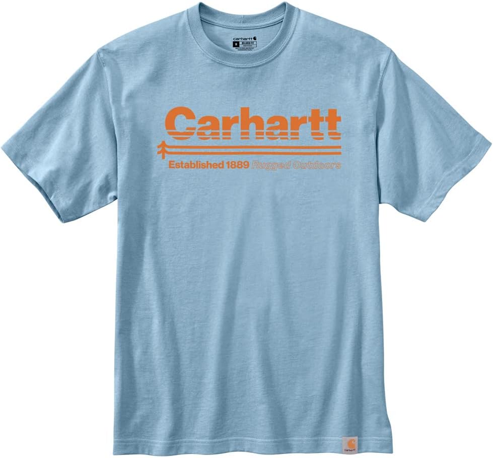 

Футболка Carhartt мужская, свободный крой, плотная, с коротким рукавом, принт для активного отдыха, Moonstone