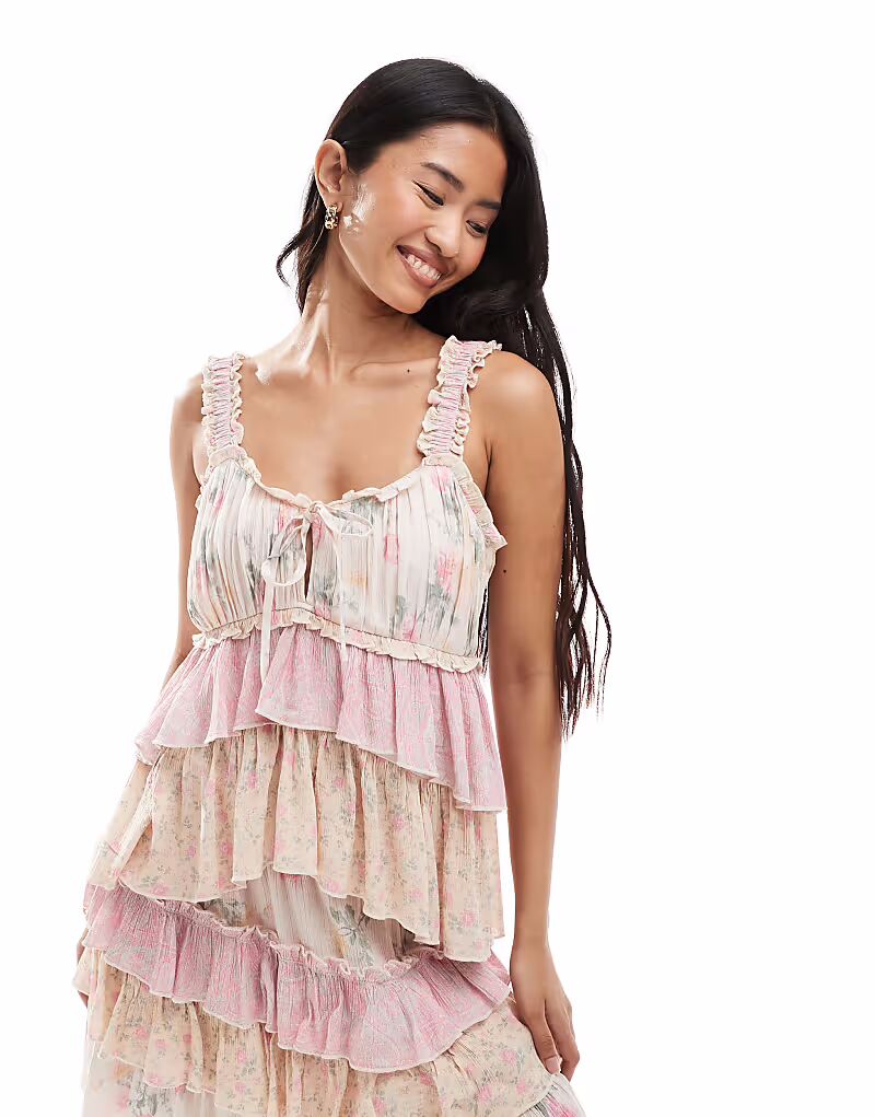 

Топ с разноцветным принтом в розовых тонах Miss Selfridge