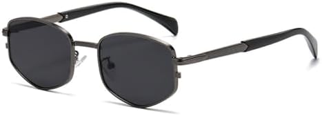 

Солнцезащитные очки в стиле ретро 2027 года: многоугольные квадратные металлические, для женщин, модные градиентные, с защитой от УФ-излучения UV400, для мужчин MTZJH, Gun Grey