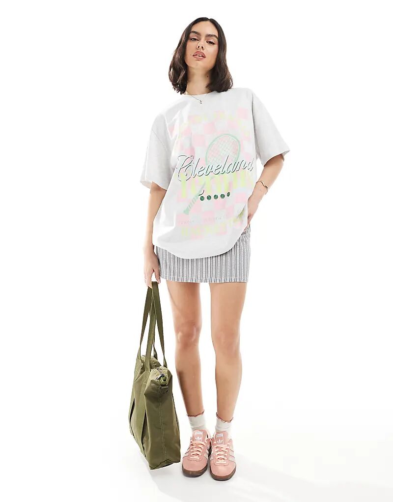 

Футболка ASOS DESIGN свободного кроя с принтом теннисного клуба цвета ледяного вереска