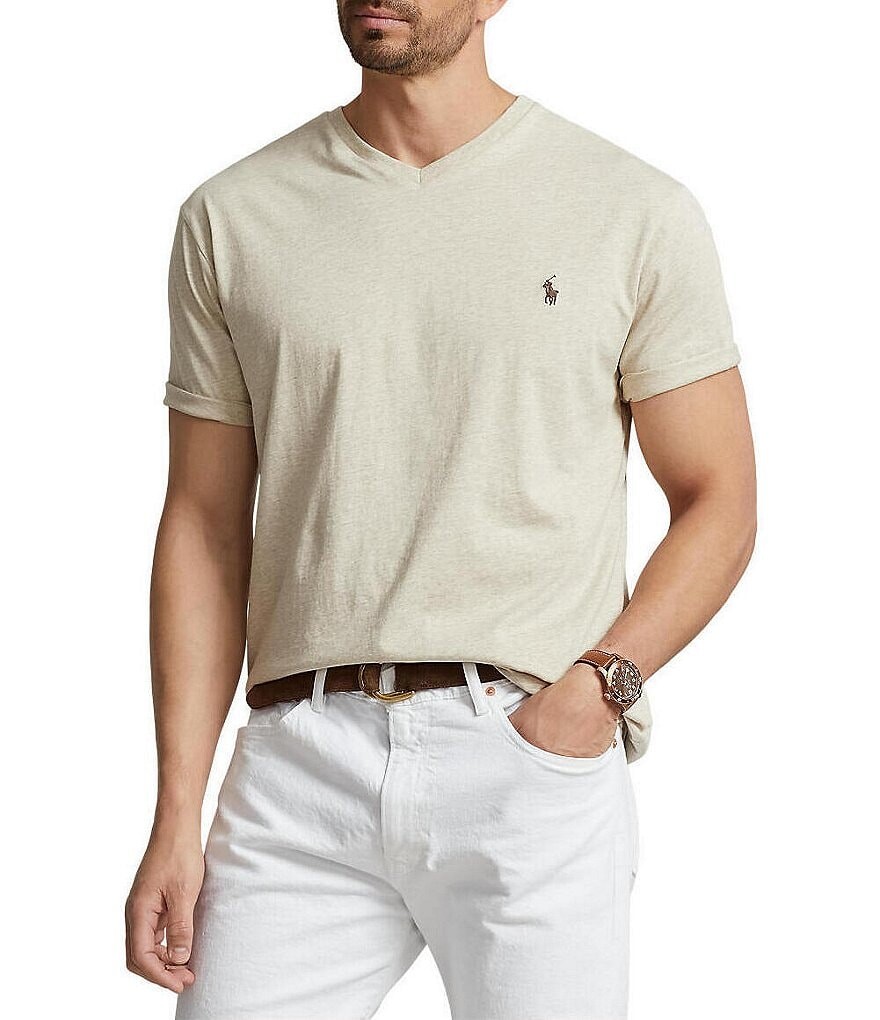 

Polo Ralph Lauren Big & Tall классическая футболка из хлопкового джерси с короткими рукавами и v-образным вырезом, бежевый