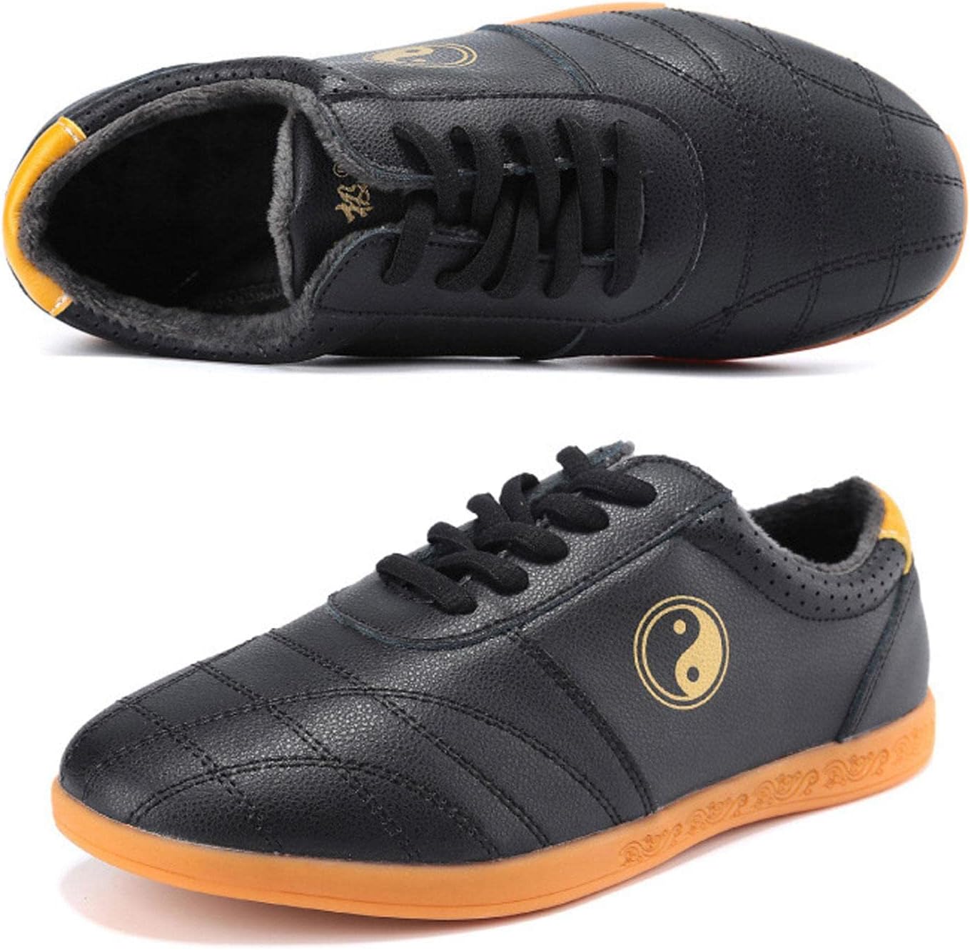 

Кроссовки для боевых искусств TECDOTO для женщин и мужчин, плюшевые кроссовки для тайцзи, кроссовки для ежедневных тренировок для взрослых, черные - 7.5