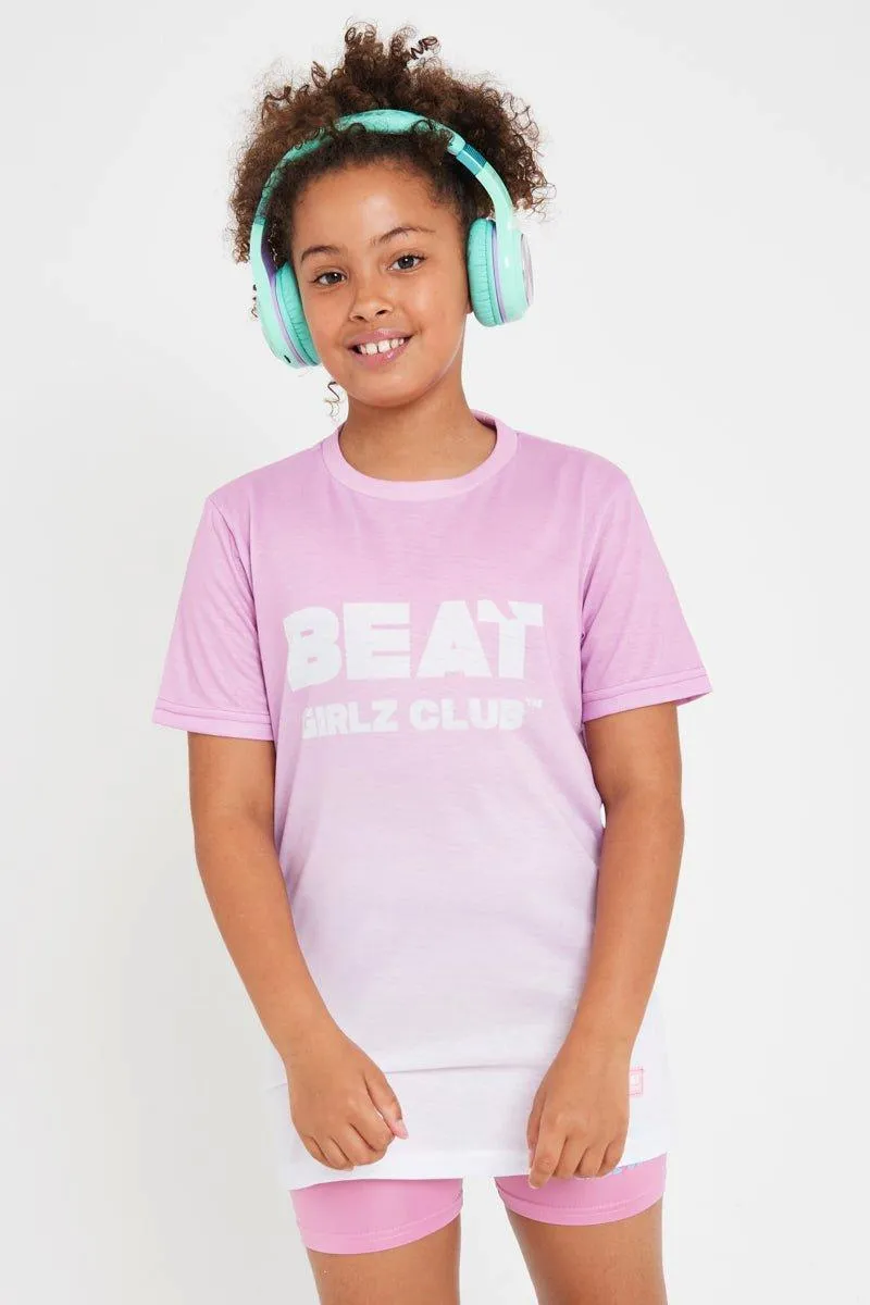 

Футболка с логотипом и размытым принтом Beat Girlz Club, розовый