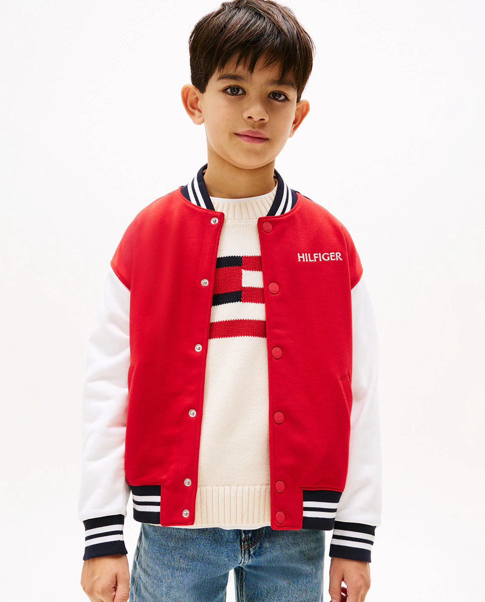 

Куртка-бомбер для мальчиков с вышитым логотипом на груди Tommy Hilfiger, красный