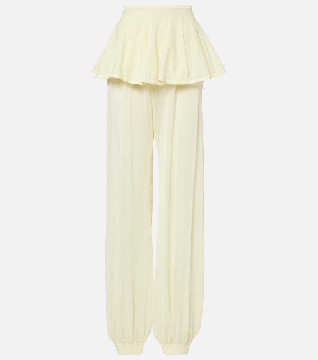 

Полупрозрачные брюки широкого кроя со средней посадкой Alaïa, Jaune Pale