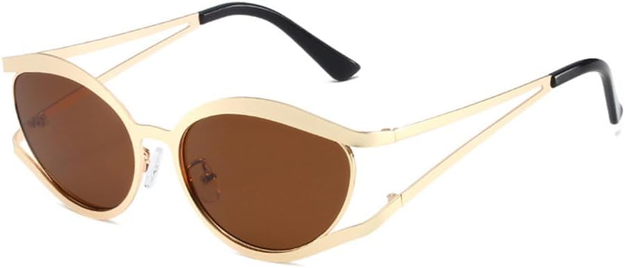 

Ретро-солнцезащитные очки в форме «кошачий глаз» с полой металлической оправой для женщин и мужчин с защитой от УФ-излучения UV400. Солнцезащитные очки для вождения LANGSER, Golden Tea