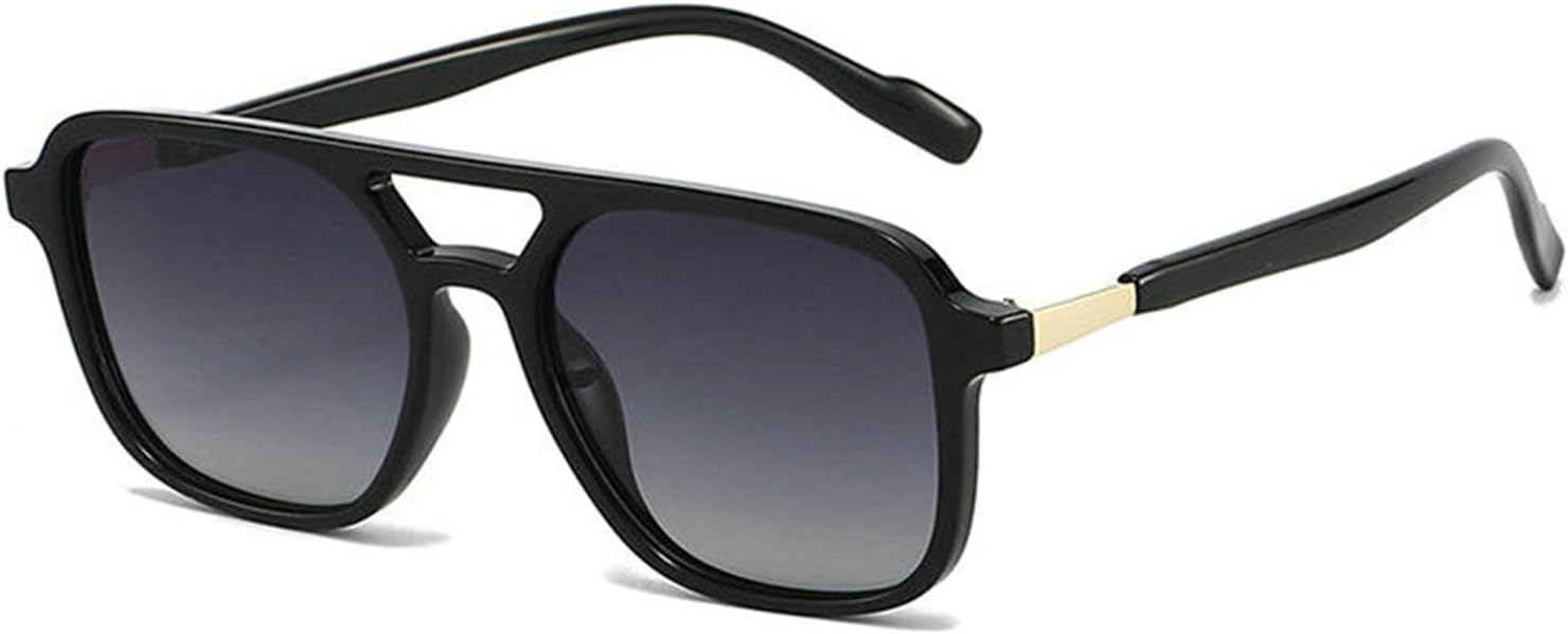 

COTIA Модные квадратные солнцезащитные очки-пилот с двойной перемычкой для мужчин и женщин, ретро-дизайн с поляризацией, стильные солнцезащитные очки для вождения и путешествий, Black Grey