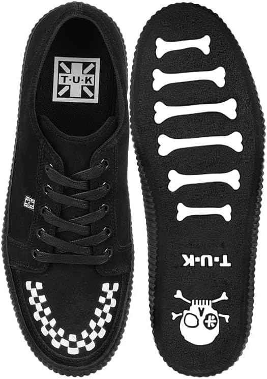 Кроссовки T.U.K. Suede Creeper для женщин и мужчин, Шнуровка, черная переплетенная текстура и люверсы, Классическая рифленая подошва и сетчатая подкладка, Комфорт с памятью формы для повседневной носки — фото 3