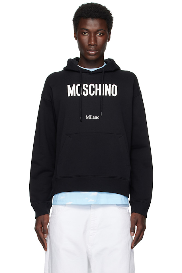 

Принтованная худи из органического хлопка Moschino, черный