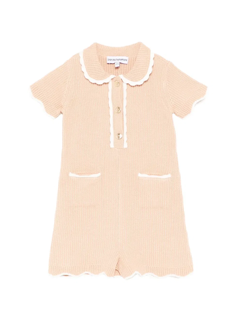Комбинезон с короткими рукавами и воротником-стойкой Emporio Armani Kids, розовый