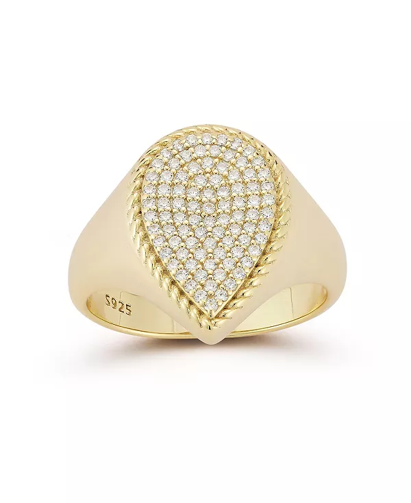 

Кольцо-Печатка из стерлингового серебра с грушевидной огранкой Rachel Zoe, gold