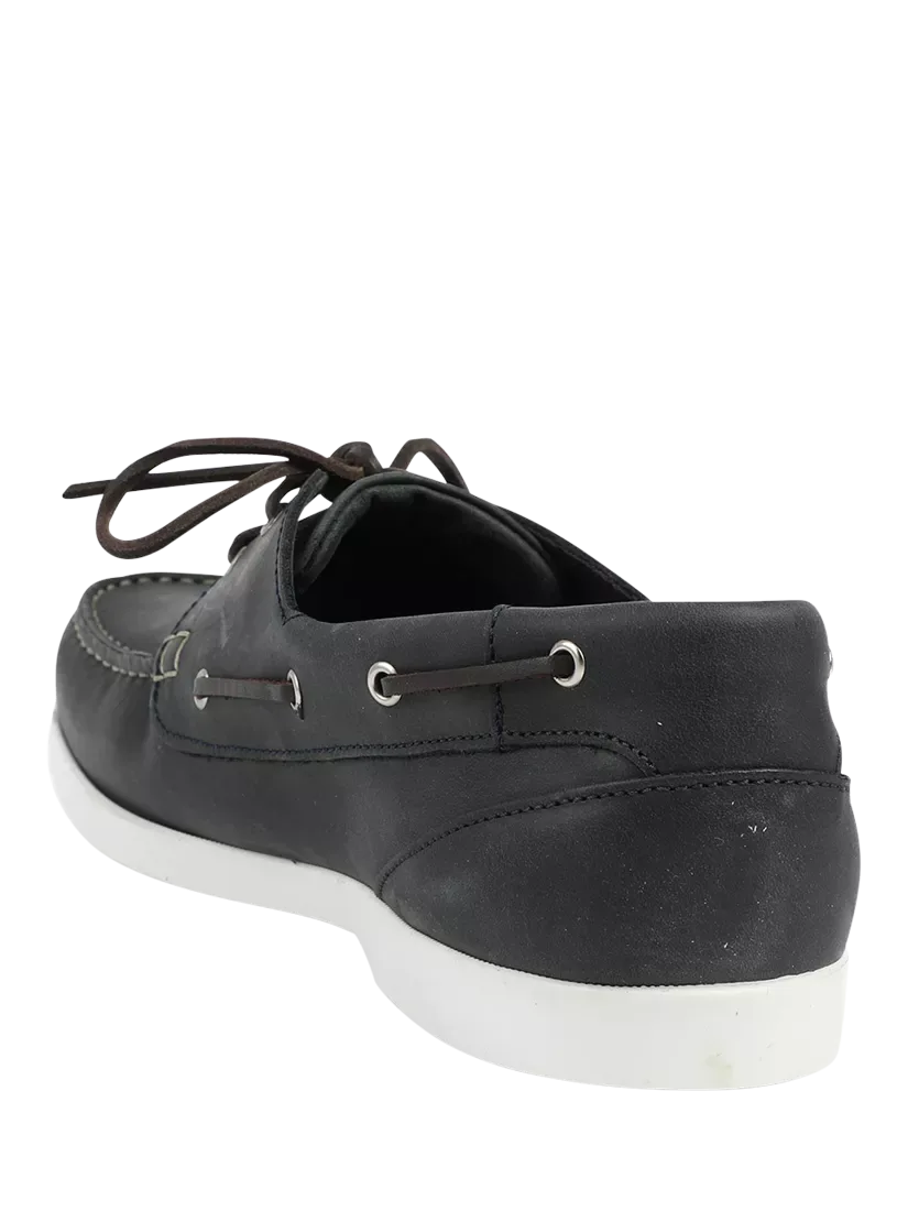 Кожаные лодочные туфли Parsons с широкой колодкой Jones Bootmaker, Navy — фото 3