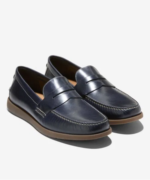 Мужские кожаные лоферы COLE HAAN тёмно-синие — фото 2