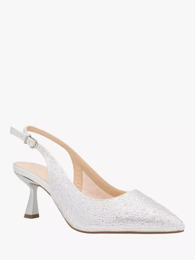 Туфли-лодочки Paradox London Fiora Wide Fit Diamante Kitten Heel Slingback, серебряный — фото 3