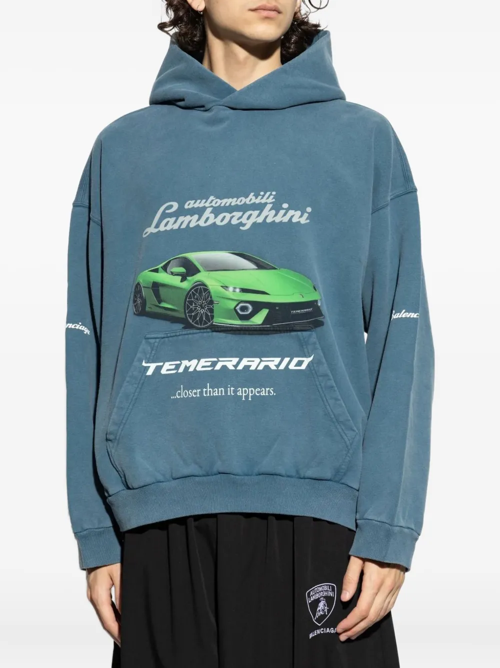 Худи Lamborghini с принтом Balenciaga, синий — фото 2