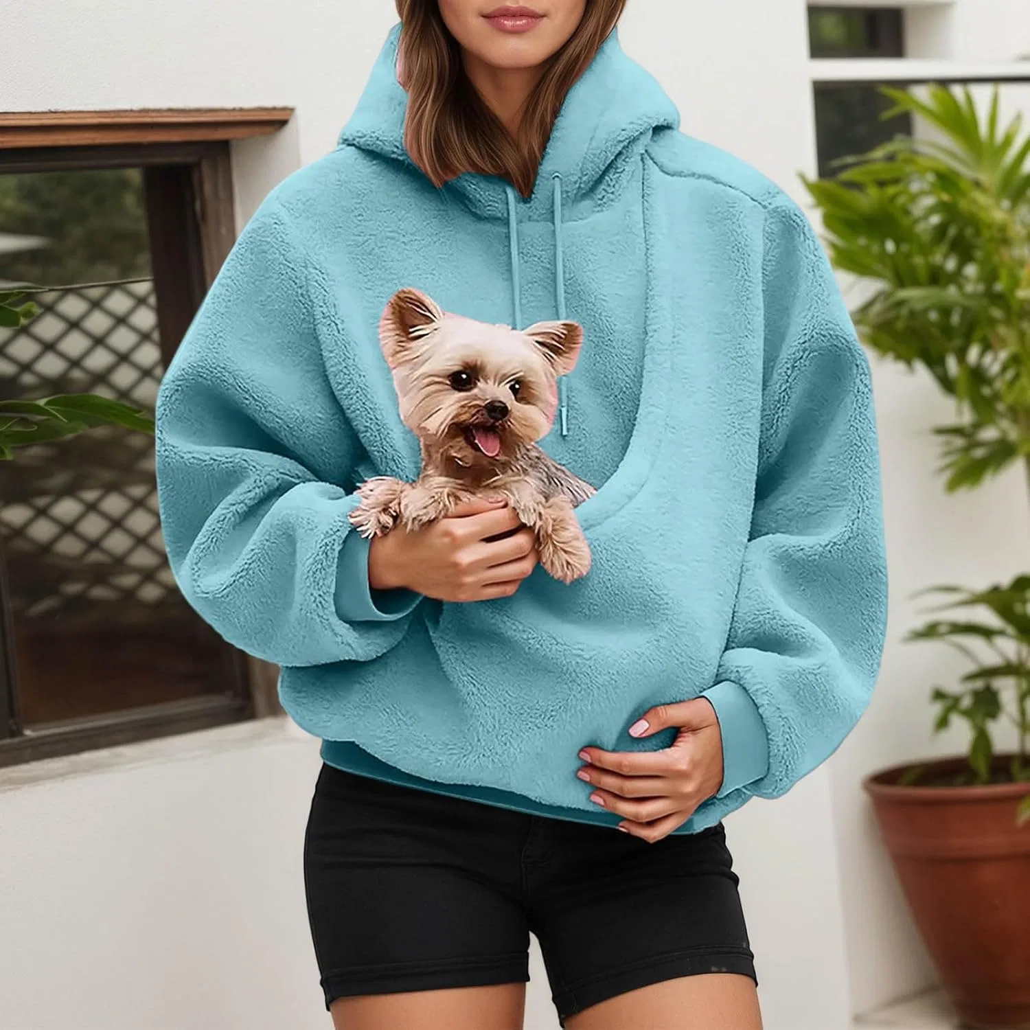 Толстовка с карманом для питомца, Cat Pouch Hoodie, Sky Blue — фото 3