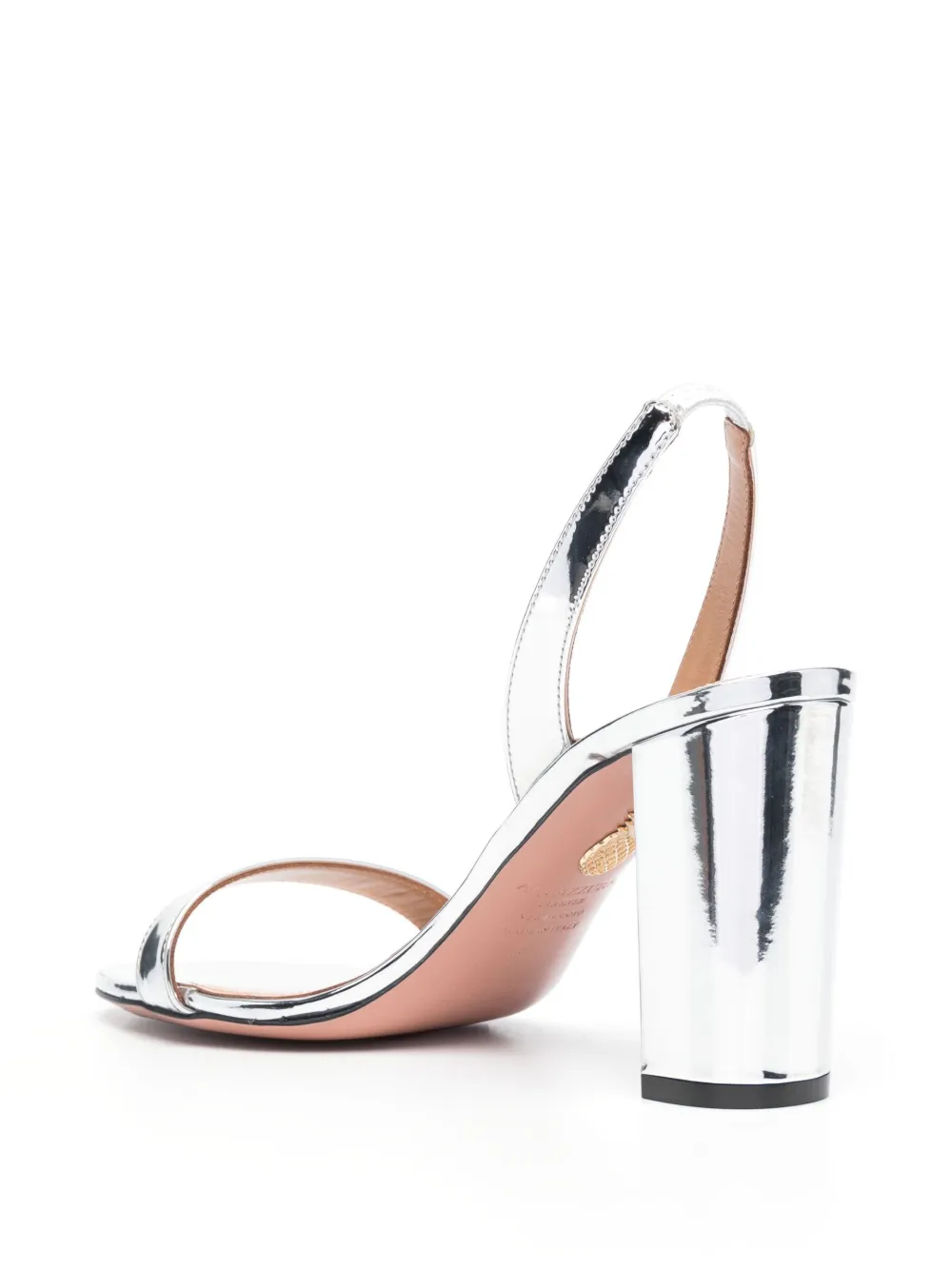 Босоножки So Nude 60 с эффектом металлик Aquazzura, серебяный — фото 3