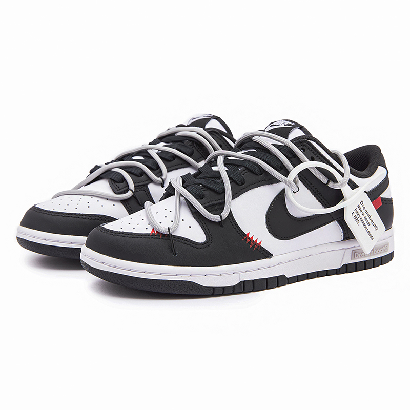 Nike Кроссовки Dunk Low Black Red Alert низкие для скейтбординга мужские черно-белые — фото 4