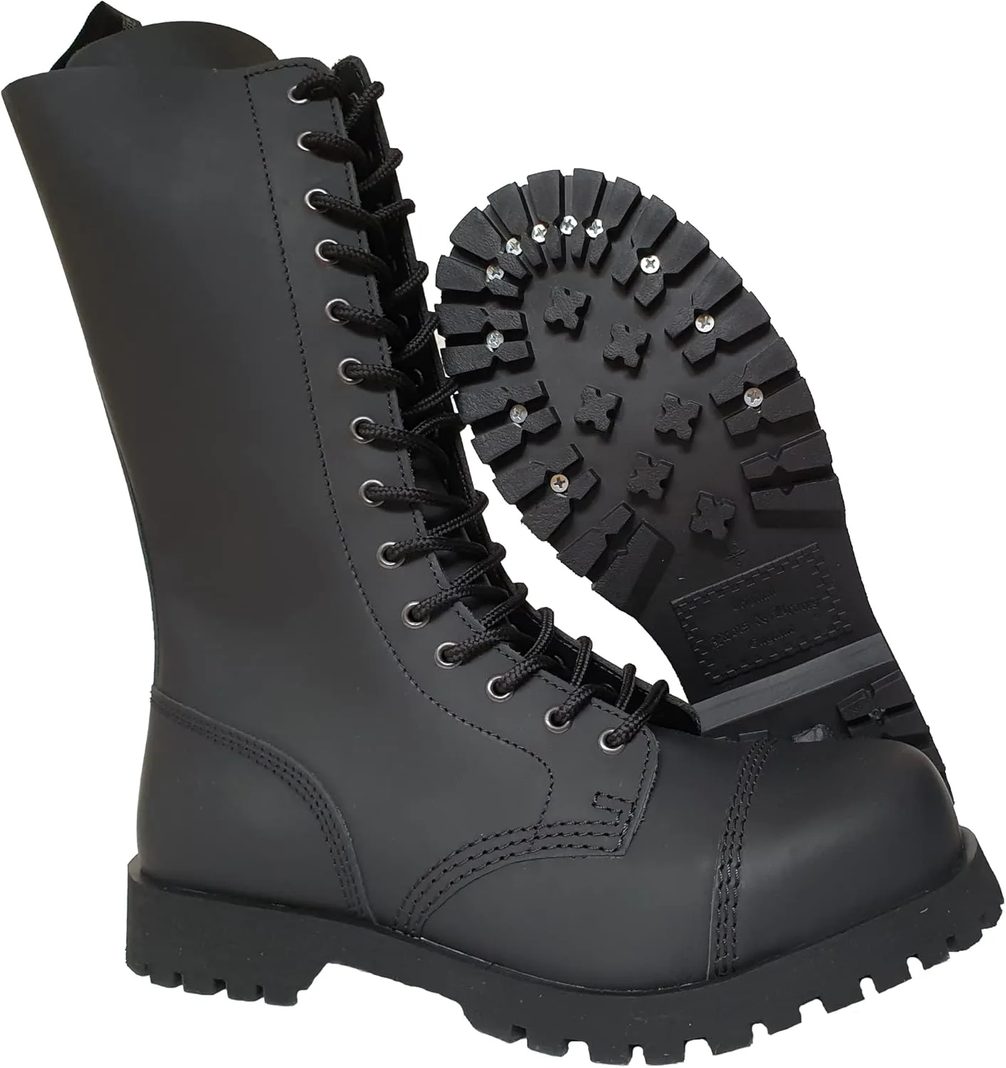 Мужские черные ботинки Boots & Braces England с 14 дырками, матовой стальной носок, рейнджерские Spirit of England, черный — фото 4