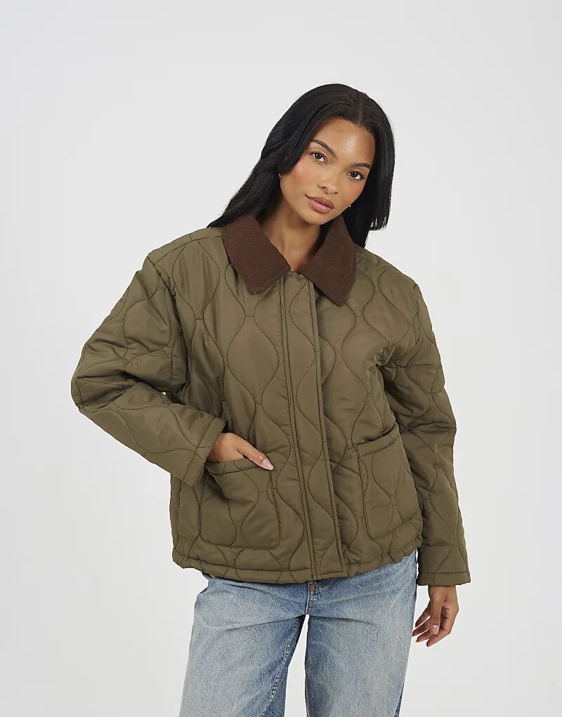 

Стеганая куртка Brave Soul Onion с вельветовым воротником цвета хаки