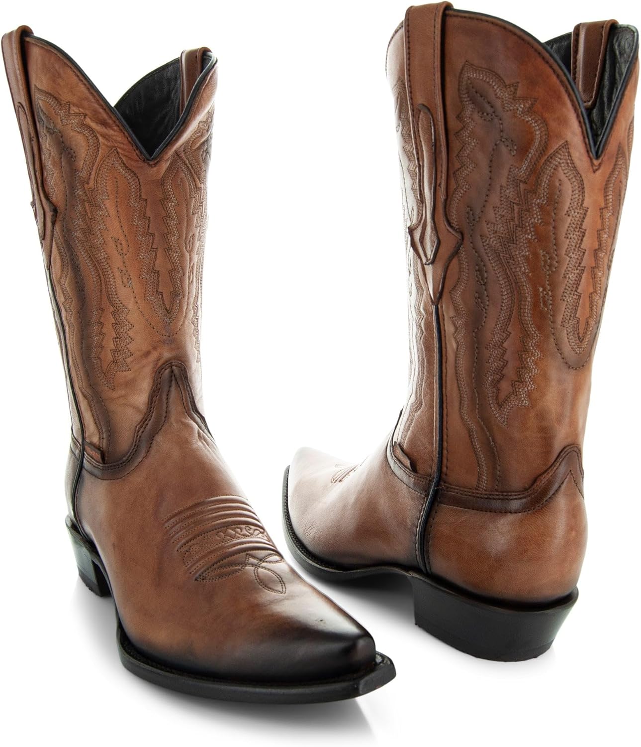 Мужские ковбойские сапоги Soto Boots с зауженным носком, жженый H50030, Tan — фото 2