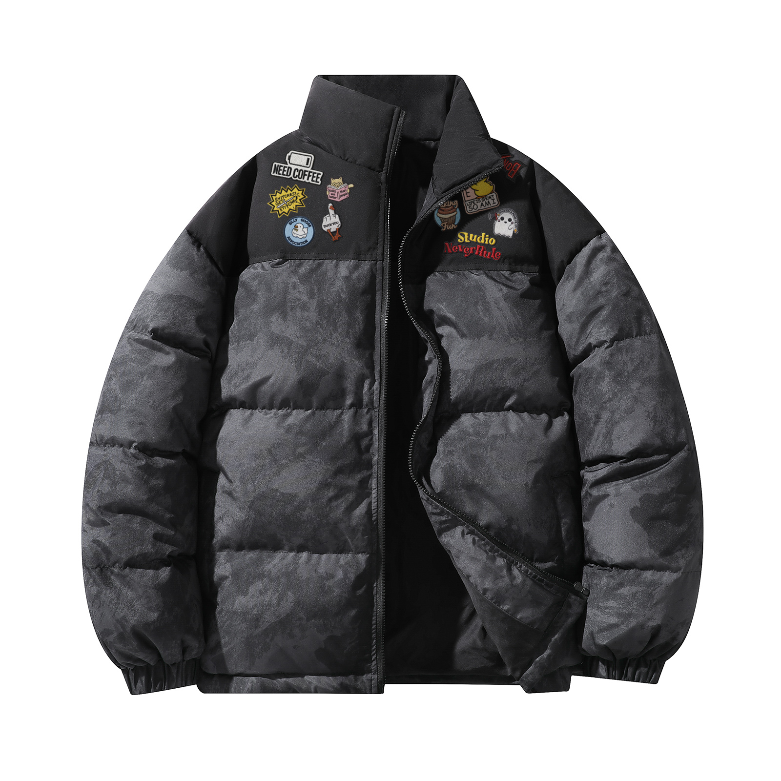 

Пуховик Unisex Stand Collar Thickened Others NEVER RULE, темно-серый