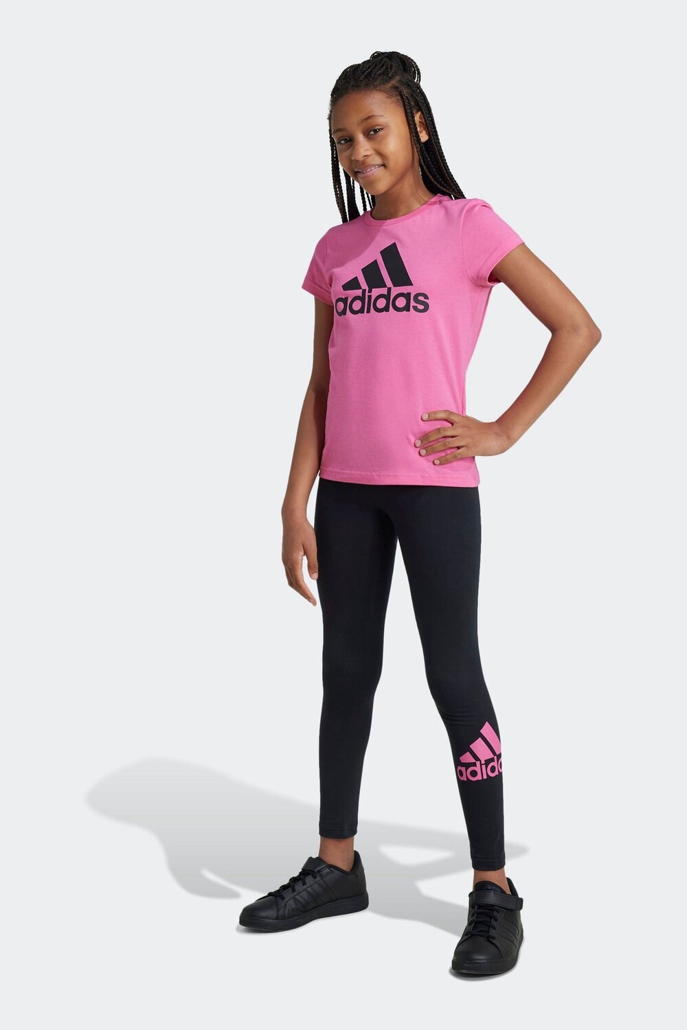 

Хлопковые леггинсы с большим логотипом для спортивной одежды Adidas, черный