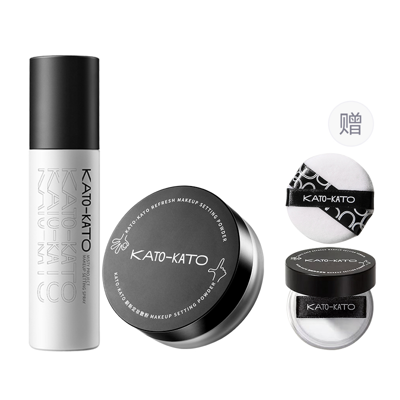 

KATO рассыпчатая пудра, спрей-фиксатор макияжа набор для макияжа контроль жирного блеска без переноса коррекция тона кожи 100мл+6,5г/100мл+8г KATO-KATO