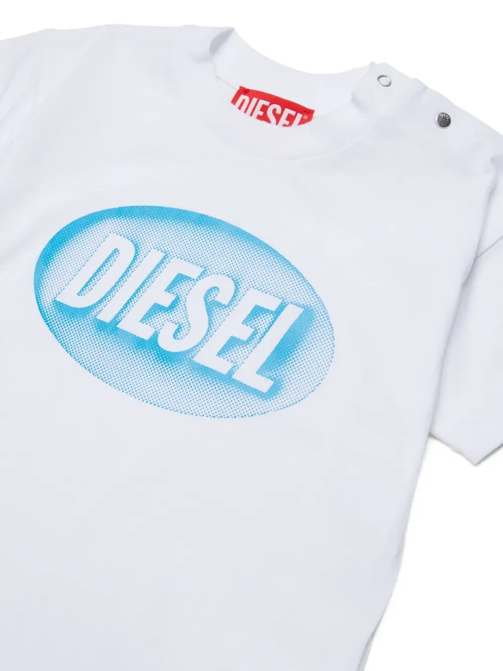 Футболка с логотипом на кнопках Diesel Kids, белый — фото 3