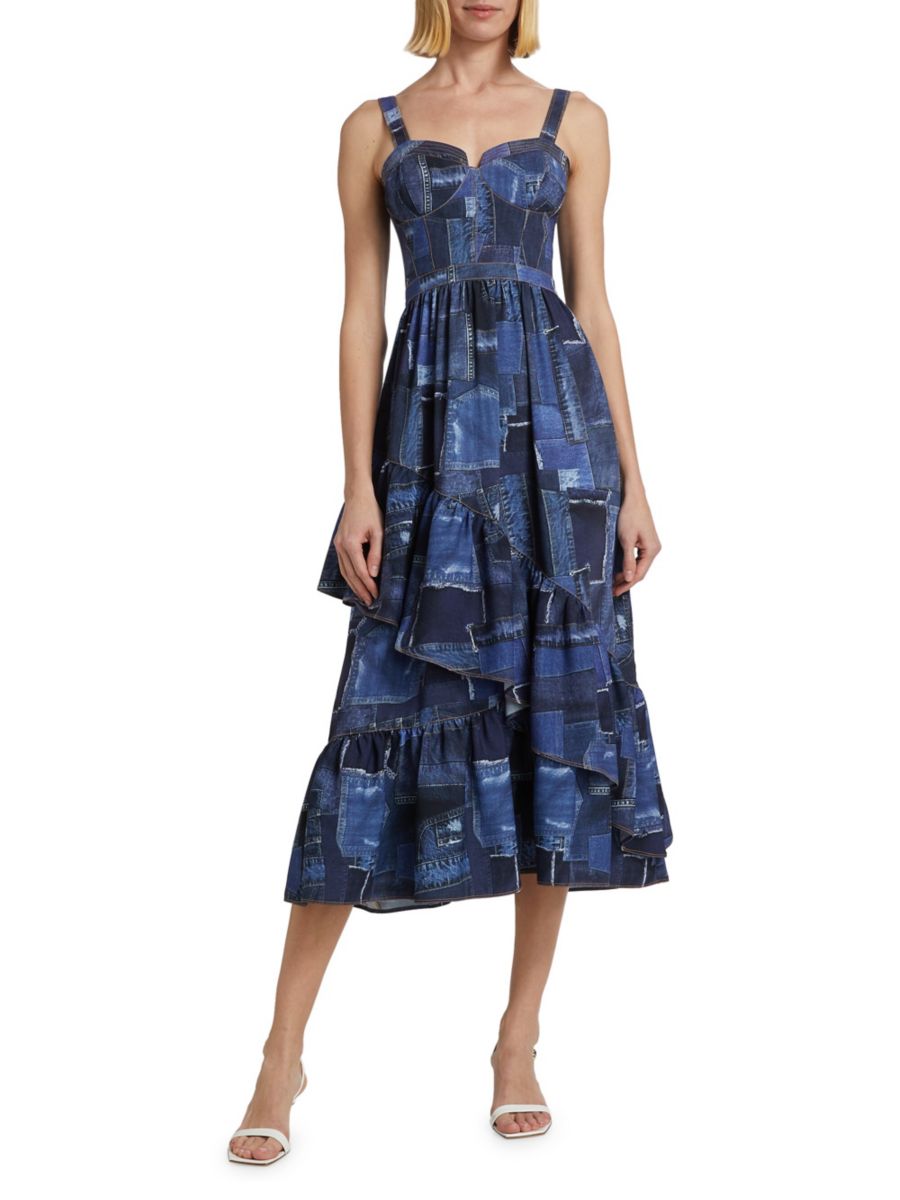 

Коктейльное платье Jordyn Patchwork Cinq à Sept, цвет Blue Multicolor