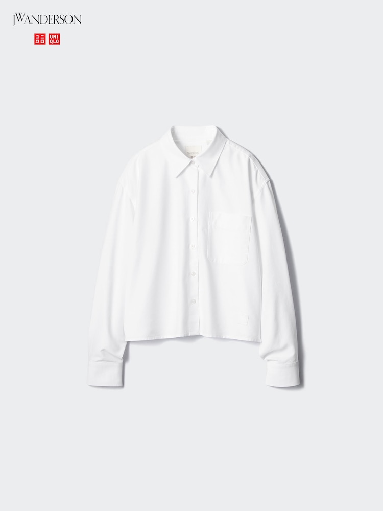Рубашка oxford свободного покроя Uniqlo, цвет 00 белый — фото 4