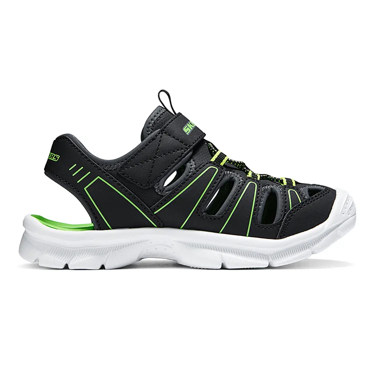 Skechers Kids Полиуретановая сандалия с противоскользящей, износостойкой, дышащей и быстросохнущей подошвой, низкая, черный/лимонный — фото 2