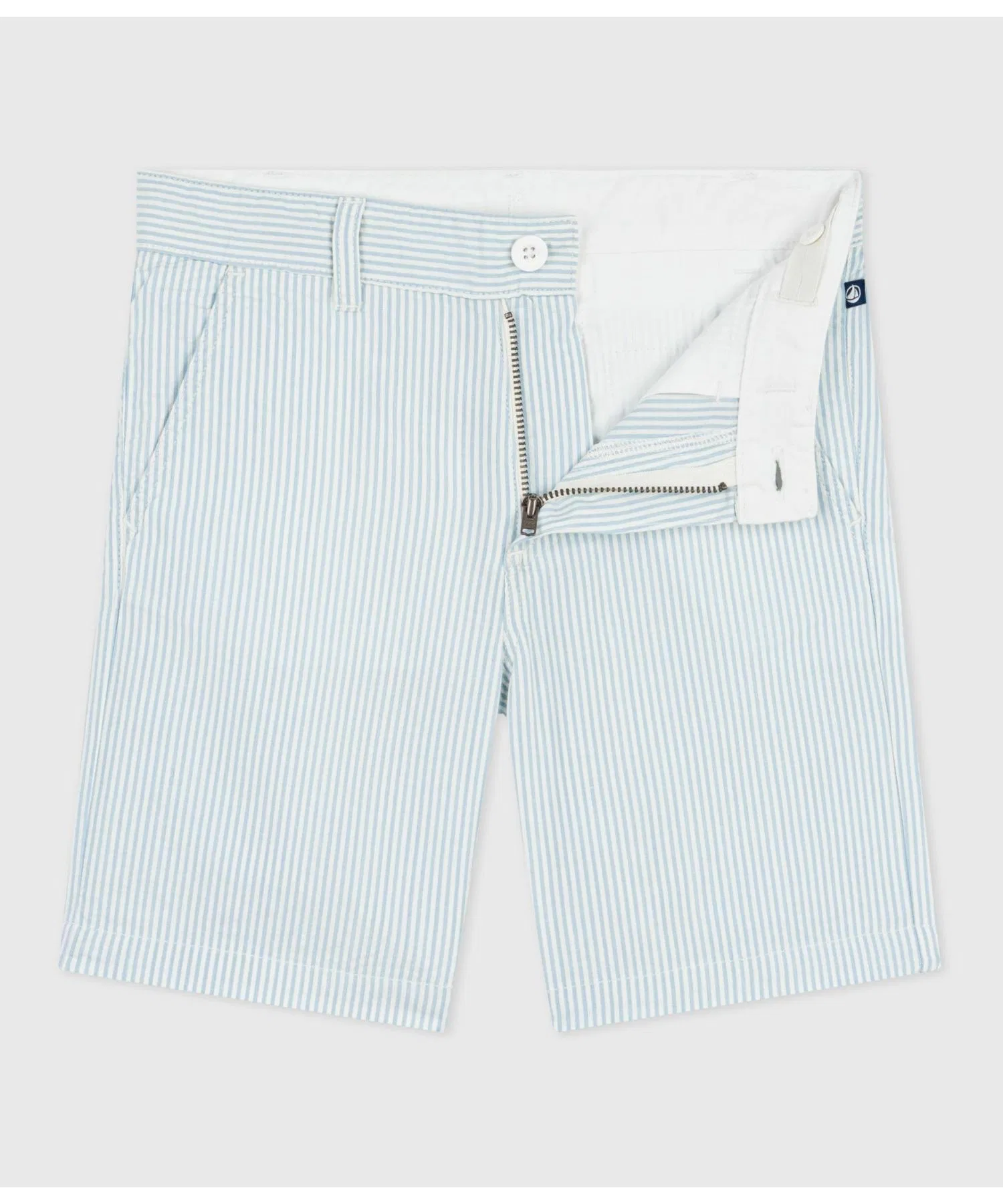 Детские полосатые хлопковые бермуды PETIT BATEAU бело-синие — фото 2