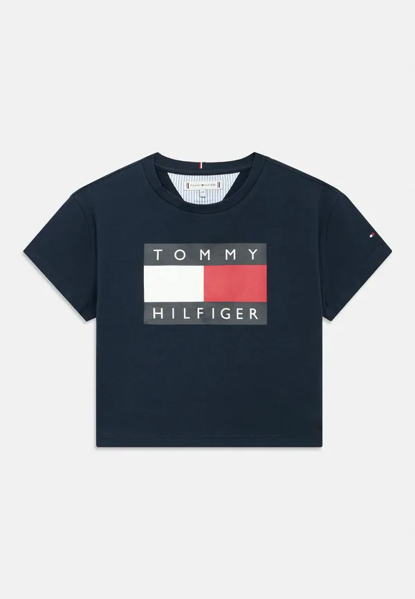 Футболка с принтом флага наследия в свободном стиле Tommy Hilfiger, Dark Night Navy