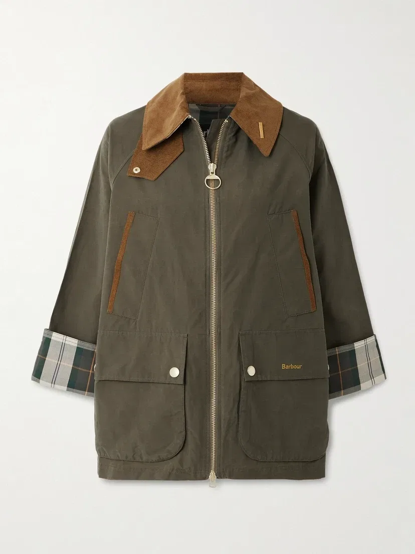 Куртка Icons Bedale из вощеной хлопковой смеси с вельветовой отделкой Barbour, бирюзовый