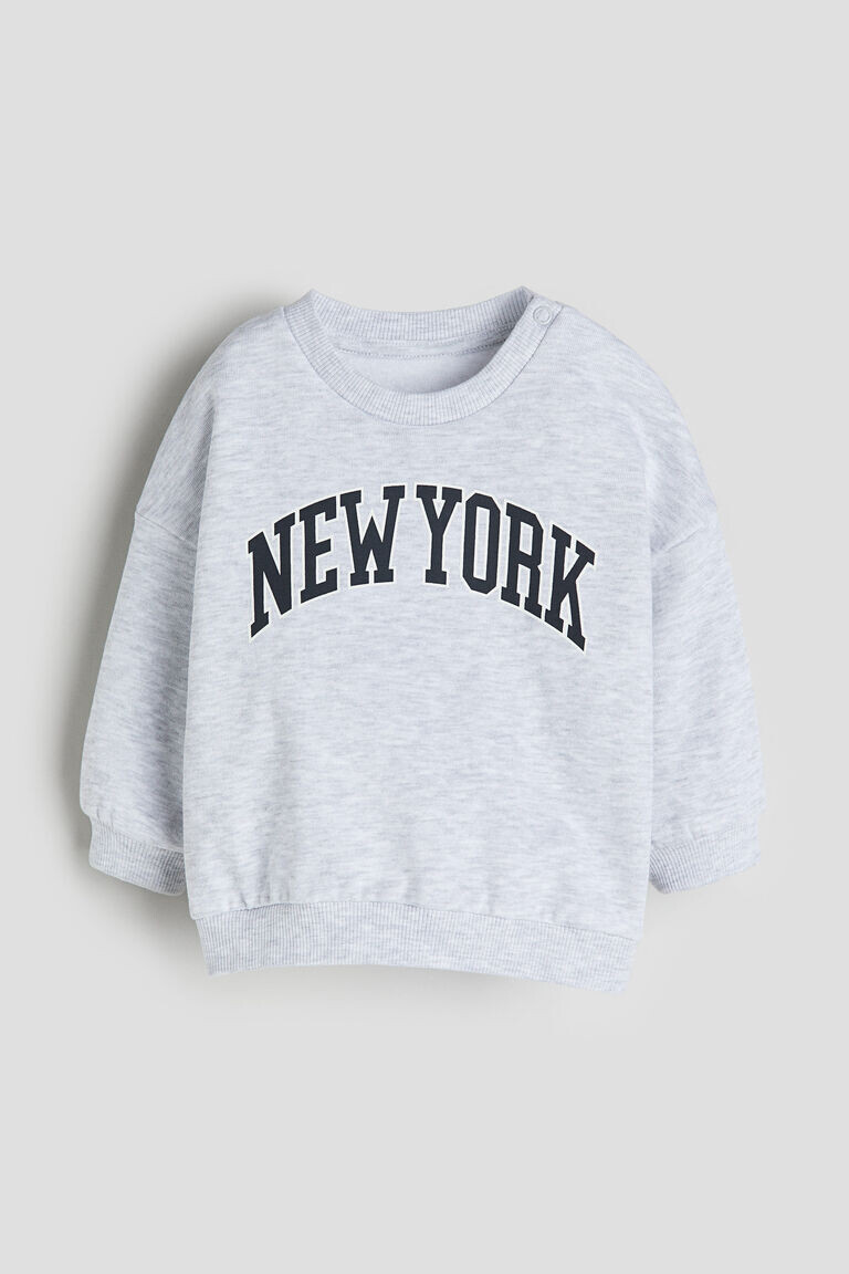 

Толстовка из хлопка с текстовым принтом H&M, серый