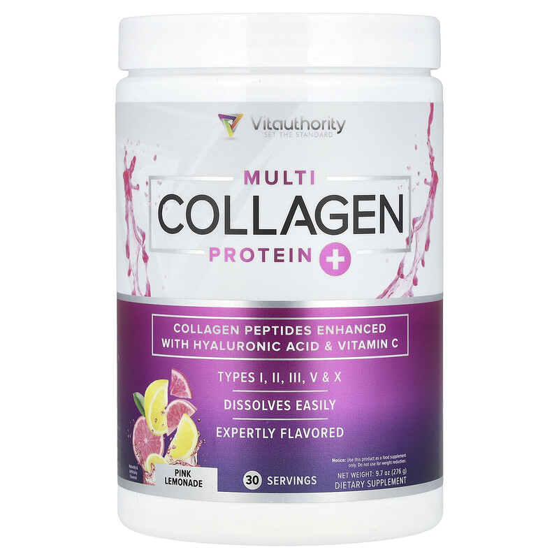 

Vitauthority, Multi Collagen Protein +, розовый лимонад, 276 г (9,7 унции)